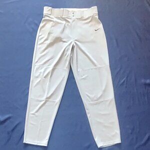 Nike Dri-FIT Baseball Pants Men's Large Light Gray w Belt Loops Snap Zipper Fly